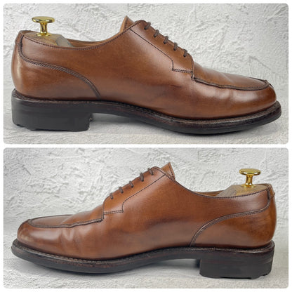 【良品】CROCKETT&JONES クロケットアンドジョーンズ MORETON モールトン Vチップ 外羽根 茶 ブラウン UK8 / 26.5cm【Ｗ3537】