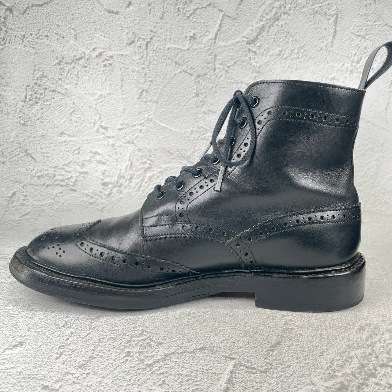 【良品】TRICKER'S トリッカーズ MOLTON モールトン ウイング ブローグ レースアップブーツ M2508 黒 ブラック UK8.5 / 27.0cm【W3540】