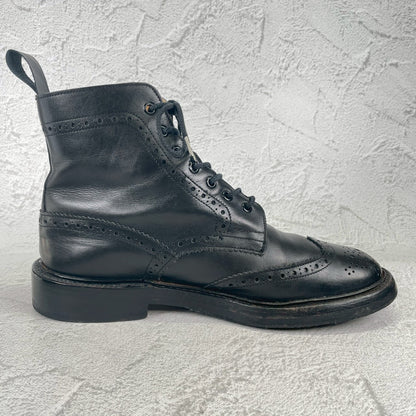 【良品】TRICKER'S トリッカーズ MOLTON モールトン ウイング ブローグ レースアップブーツ M2508 黒 ブラック UK8.5 / 27.0cm【W3540】