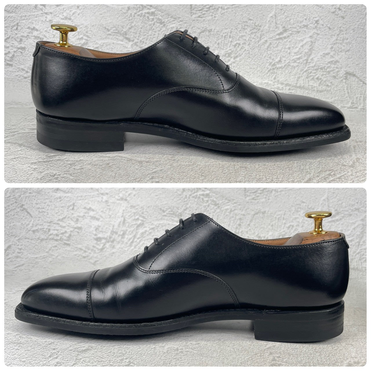 【美品】CROCKETT&JONES クロケットアンドジョーンズ HALLAM ハラム ストレート 内羽根 黒 ブラック UK6 / 24.5cm【W3532】