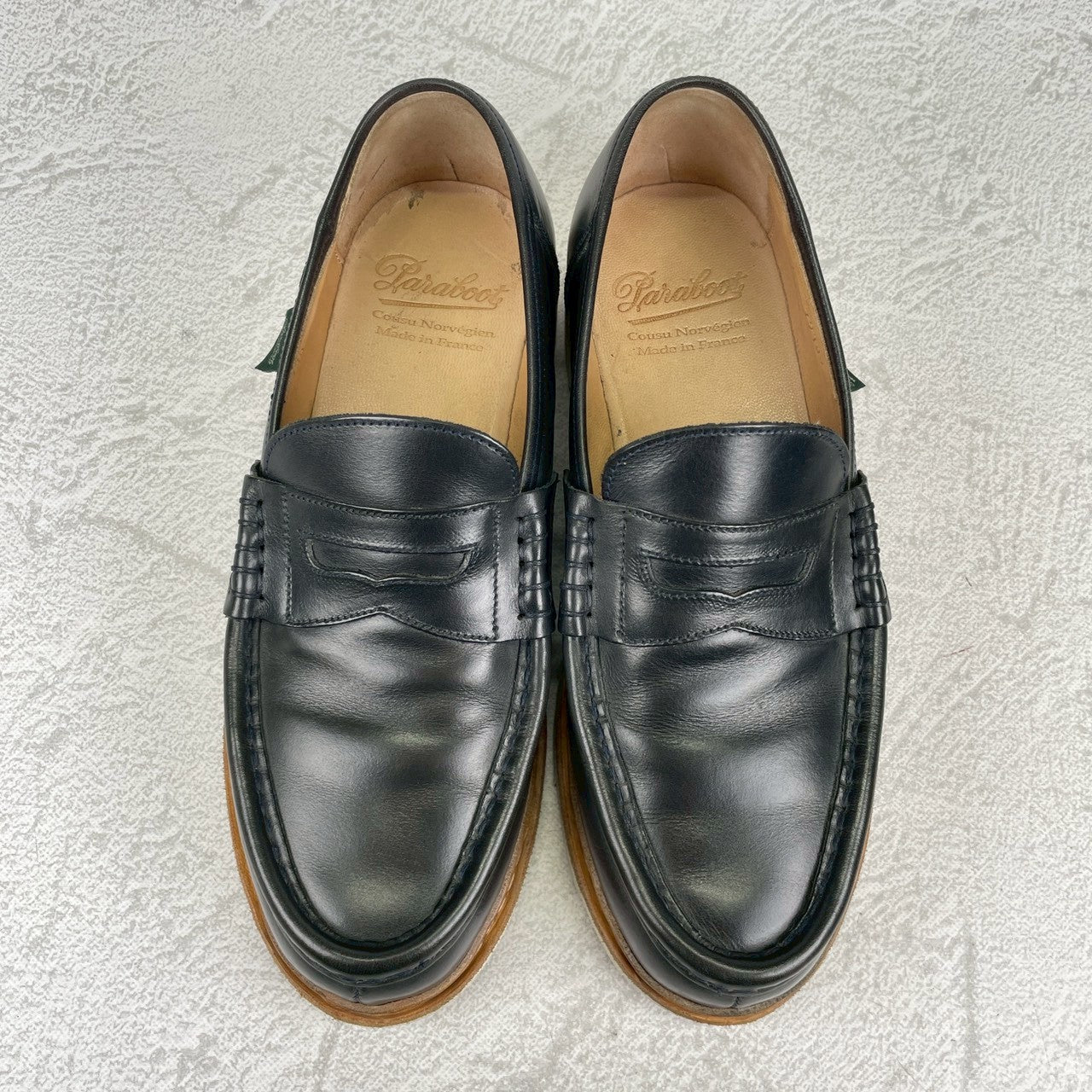 【美品】Paraboot パラブーツ REIMS ランス コインローファー ビーフロール カーキ UK6 / 24.5cm【W3550】