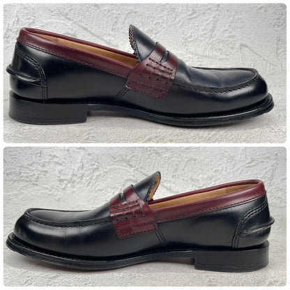 【極美品】Church's チャーチ PEMBREY ペンブリー ビーフロール コインローファー トリコロール 黒 紺 赤茶 UK6.5 / 25.0cm【W3549】