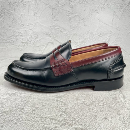 【極美品】Church's チャーチ PEMBREY ペンブリー ビーフロール コインローファー トリコロール 黒 紺 赤茶 UK6.5 / 25.0cm【W3549】