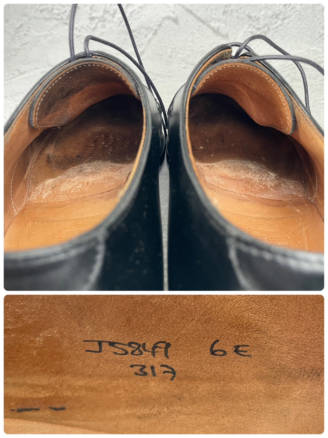 Crockett&Jones クロケットアンドジョーンズ Plain Toe Paul Smith別注 プレーン 外羽根 3ホール 黒 ブラック UK6E / 24.5cm【W3548】