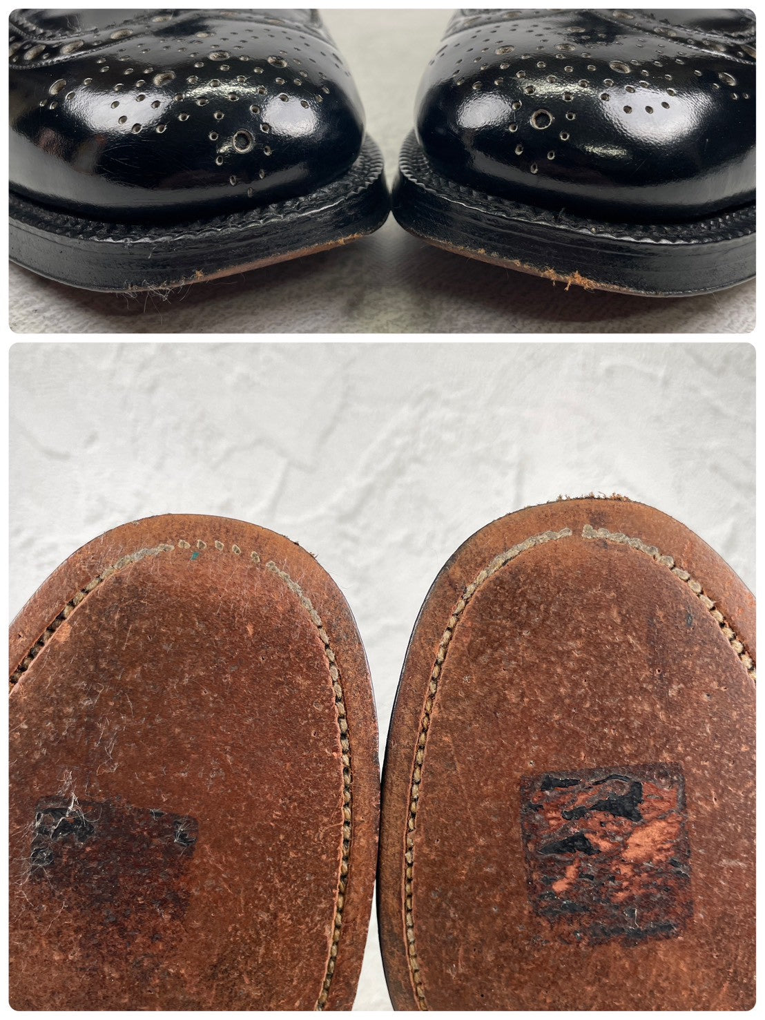 【美品】Church's チャーチ 3都市 旧チャーチ BURWOOD バーウッド ウイング 内羽根 メダリオン 81ラスト 黒 ブラック UK6.5 / 25.0cm【W3547】