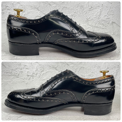【美品】Church's チャーチ 3都市 旧チャーチ BURWOOD バーウッド ウイング 内羽根 メダリオン 81ラスト 黒 ブラック UK6.5 / 25.0cm【W3547】