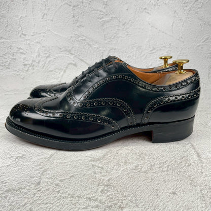 【美品】Church's チャーチ 3都市 旧チャーチ BURWOOD バーウッド ウイング 内羽根 メダリオン 81ラスト 黒 ブラック UK6.5 / 25.0cm【W3547】