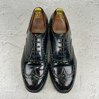 【美品】Church's チャーチ 3都市 旧チャーチ BURWOOD バーウッド ウイング 内羽根 メダリオン 81ラスト 黒 ブラック UK6.5 / 25.0cm【W3547】