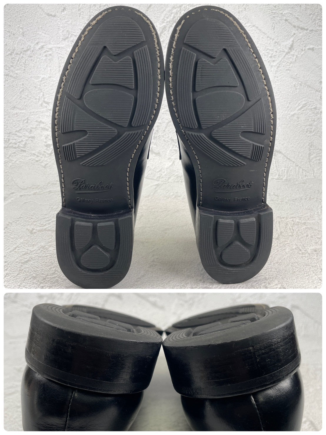 Paraboot パラブーツ ADONIS アドニス ハーフサドル コインローファー 黒 ブラック UK6 / 24.5cm〜25.0cm【W3546】