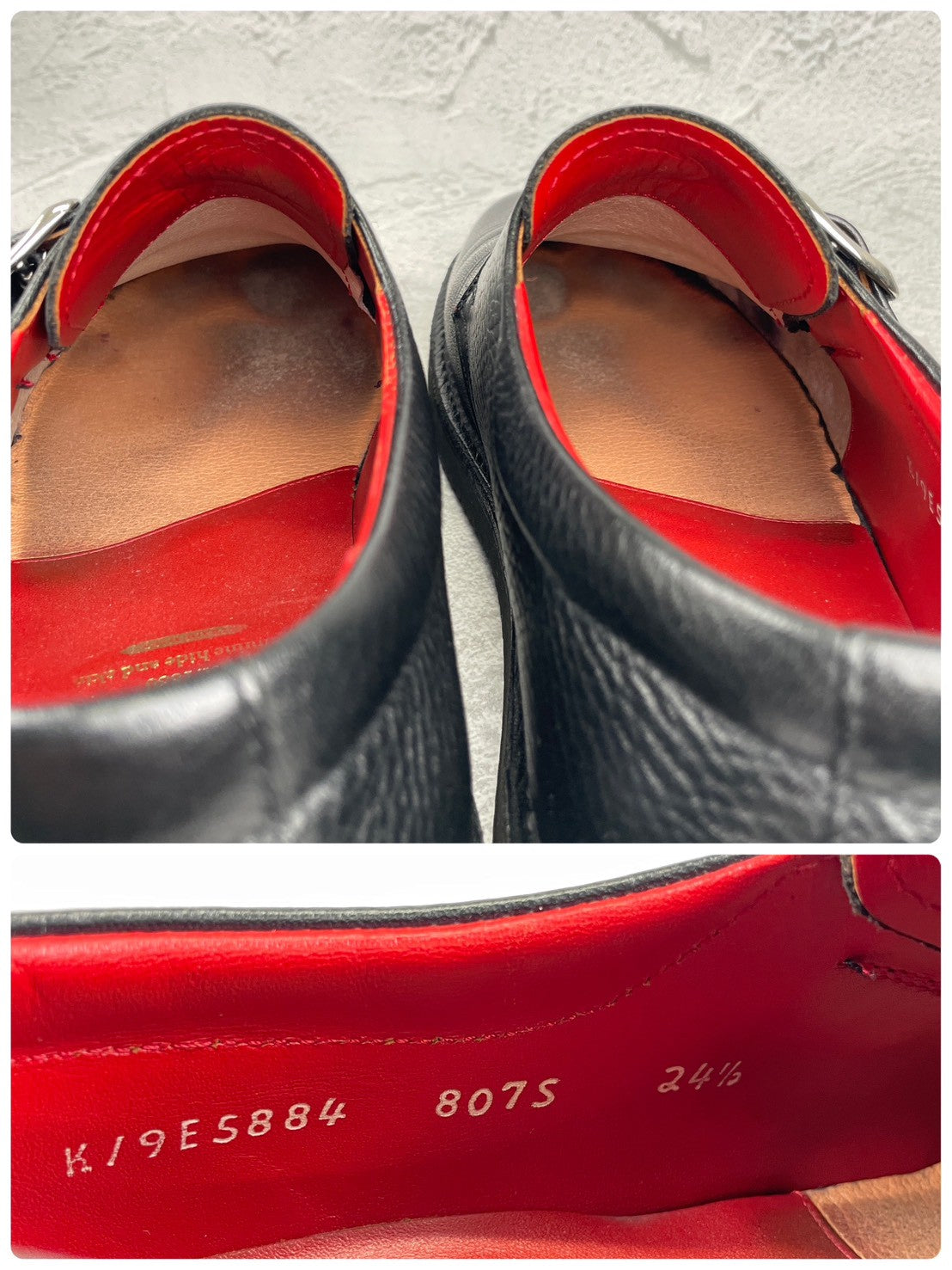 REGAL Shoe&Co. リーガル シューアンドコー 807S シングルモンクストラップ シボ革 黒 ブラック 24.5cm【W3545】