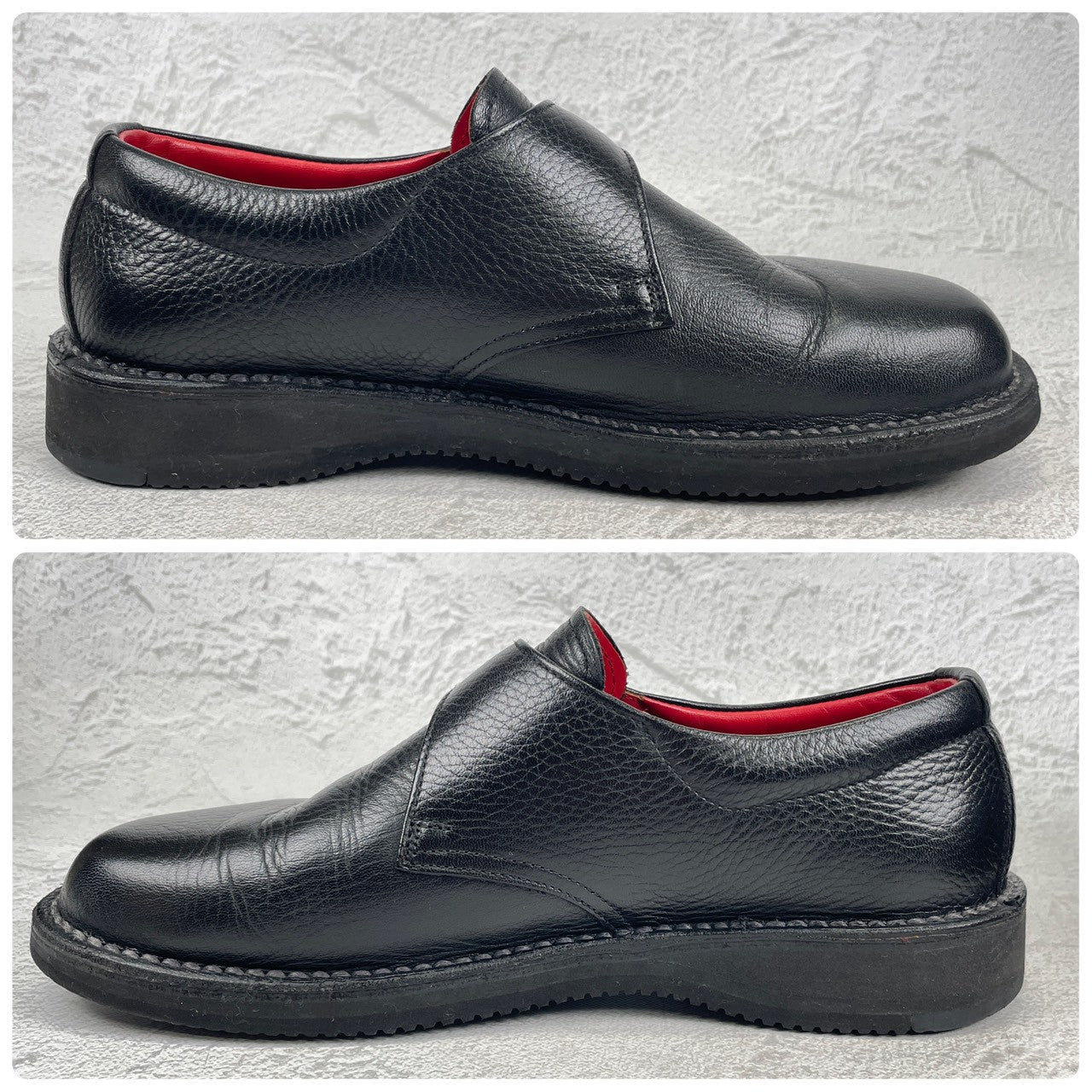 REGAL Shoe&Co. リーガル シューアンドコー 807S シングルモンクストラップ シボ革 黒 ブラック 24.5cm【W3545】
