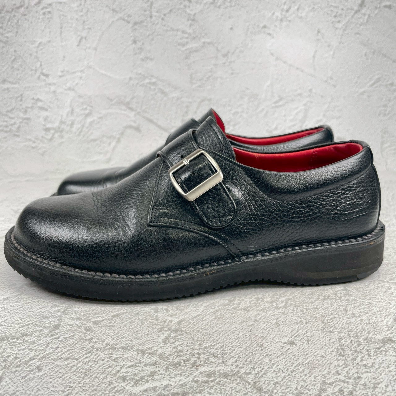 REGAL Shoe&Co. リーガル シューアンドコー 807S シングルモンクストラップ シボ革 黒 ブラック 24.5cm【W3545】