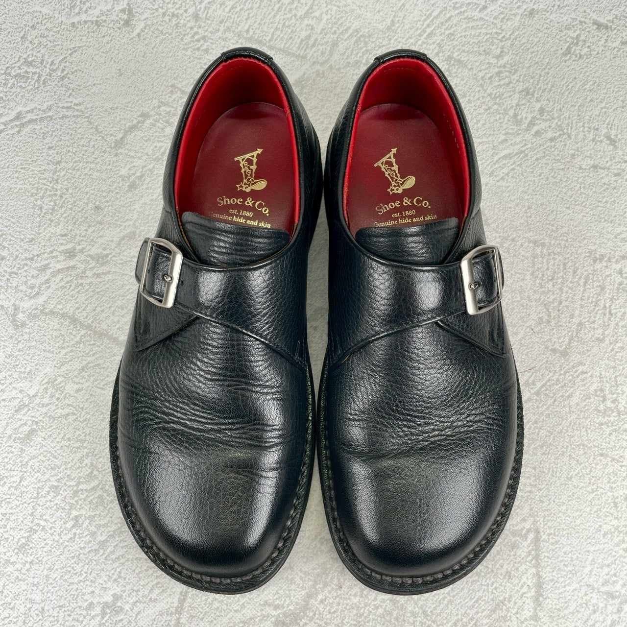 REGAL Shoe&Co. リーガル シューアンドコー 807S シングルモンクストラップ シボ革 黒 ブラック 24.5cm【W3545】