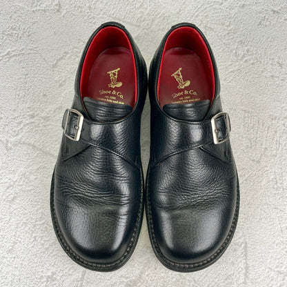 REGAL Shoe&Co. リーガル シューアンドコー 807S シングルモンクストラップ シボ革 黒 ブラック 24.5cm【W3545】