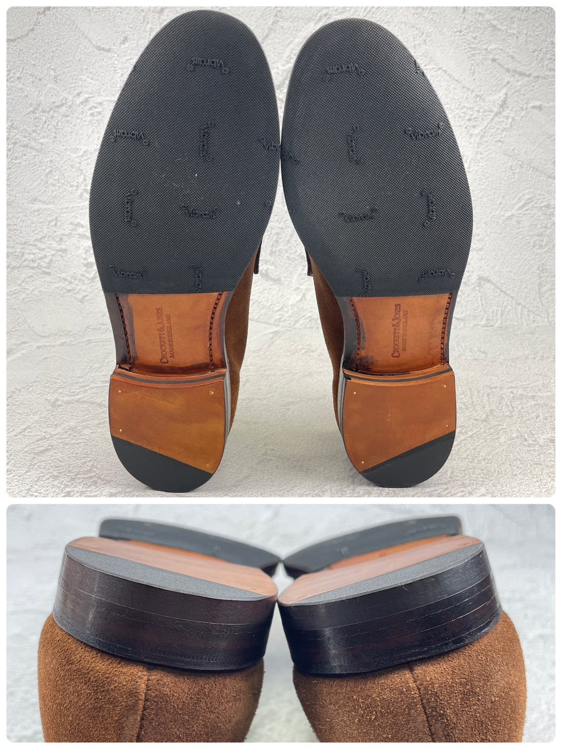 【美品】CROCKETT&JONES クロケットアンドジョーンズ COIN LOAFER コインローファー スエード 茶 ブラウン UK5.5 / 24.0cm【Ｗ3544】