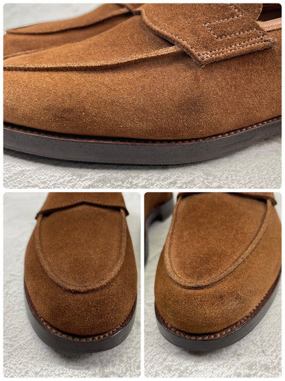 【美品】CROCKETT&JONES クロケットアンドジョーンズ COIN LOAFER コインローファー スエード 茶 ブラウン UK5.5 / 24.0cm【Ｗ3544】