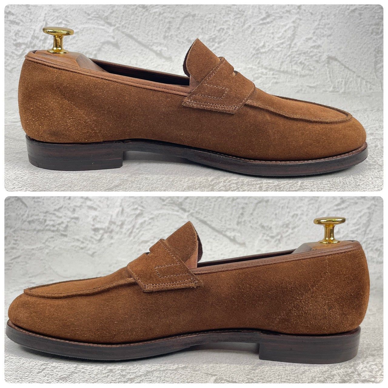 【美品】CROCKETT&JONES クロケットアンドジョーンズ COIN LOAFER コインローファー スエード 茶 ブラウン UK5.5 / 24.0cm【Ｗ3544】