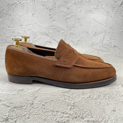 【美品】CROCKETT&JONES クロケットアンドジョーンズ COIN LOAFER コインローファー スエード 茶 ブラウン UK5.5 / 24.0cm【Ｗ3544】