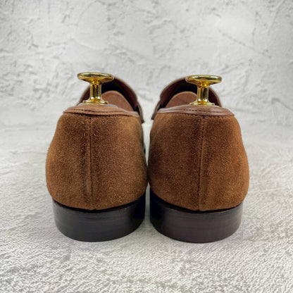 【美品】CROCKETT&JONES クロケットアンドジョーンズ COIN LOAFER コインローファー スエード 茶 ブラウン UK5.5 / 24.0cm【Ｗ3544】