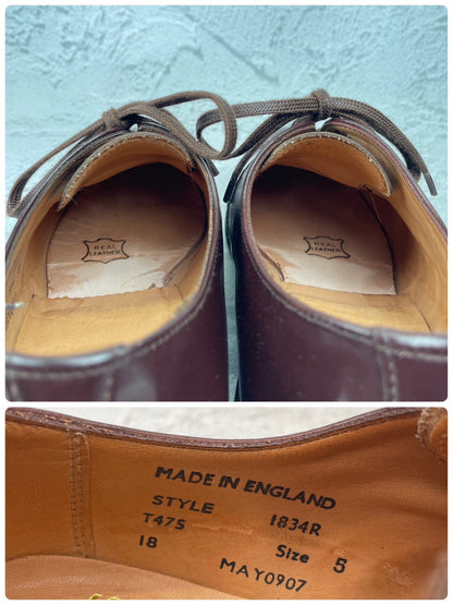 【極美品】SANDERS サンダース MILITARY DERBY SHOE ミリタリーダービーシュー 1834 ストレート 外羽根 赤茶 バーガンディー UK5 / 24.0cm【W3542】