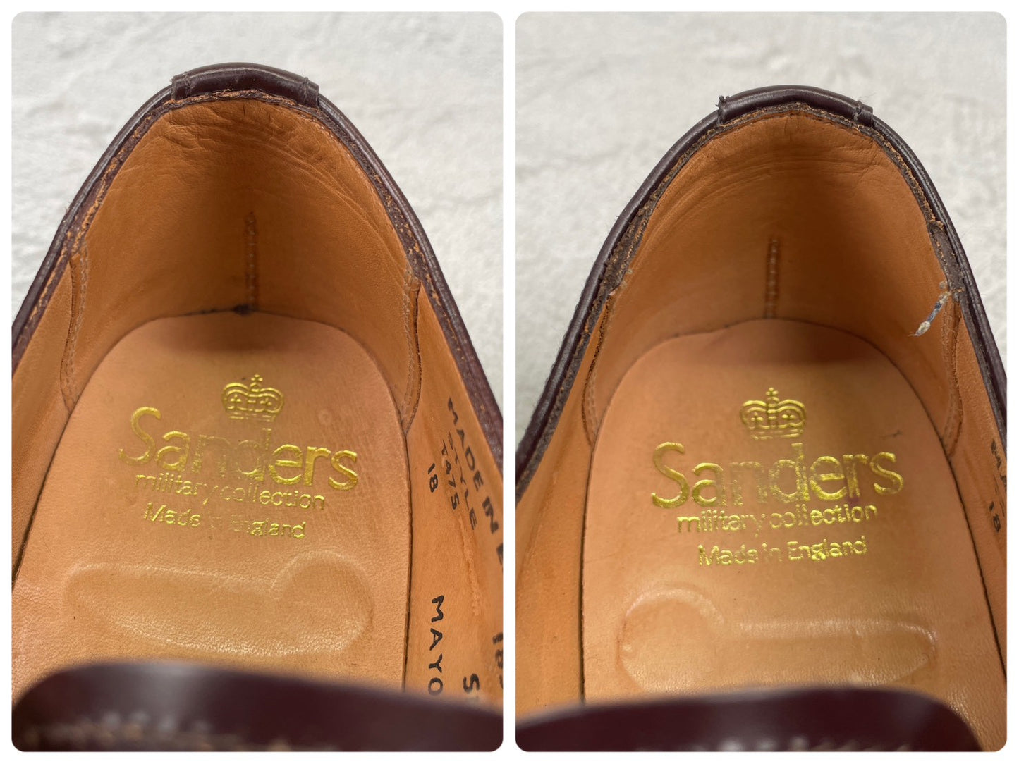 【極美品】SANDERS サンダース MILITARY DERBY SHOE ミリタリーダービーシュー 1834 ストレート 外羽根 赤茶 バーガンディー UK5 / 24.0cm【W3542】