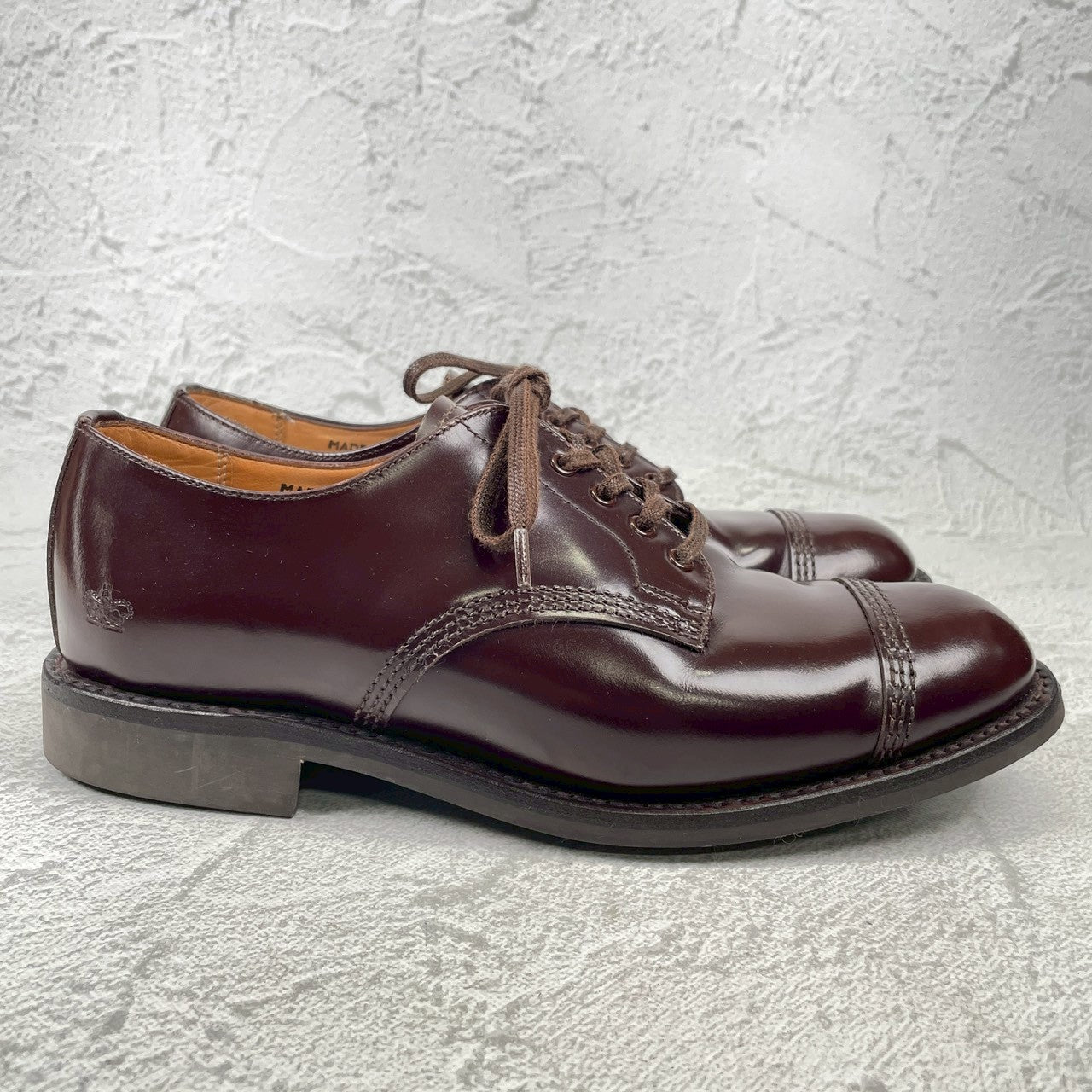 【極美品】SANDERS サンダース MILITARY DERBY SHOE ミリタリーダービーシュー 1834 ストレート 外羽根 赤茶 バーガンディー UK5 / 24.0cm【W3542】