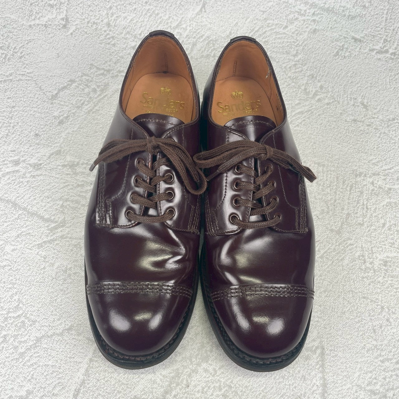 【極美品】SANDERS サンダース MILITARY DERBY SHOE ミリタリーダービーシュー 1834 ストレート 外羽根 赤茶 バーガンディー UK5 / 24.0cm【W3542】
