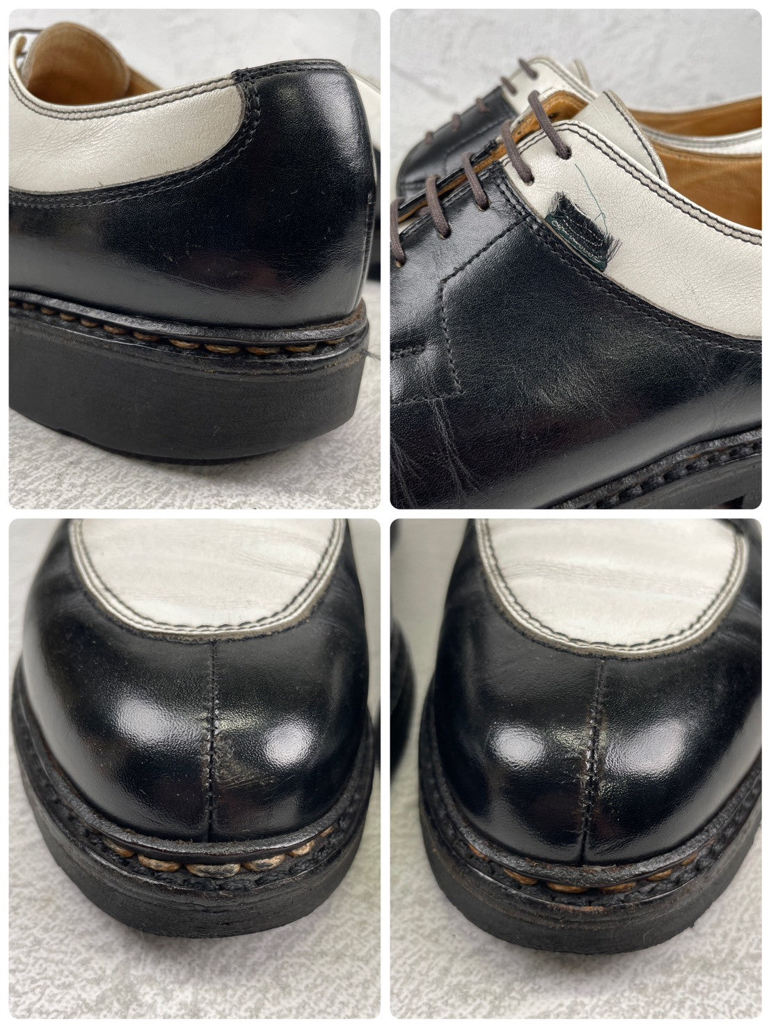 Paraboot パラブーツ AVIGNON アヴィニョン Uチップ 外羽根 コンビカラー 黒 白 ブラック ホワイト UK7 / 25.5cm【W3552】