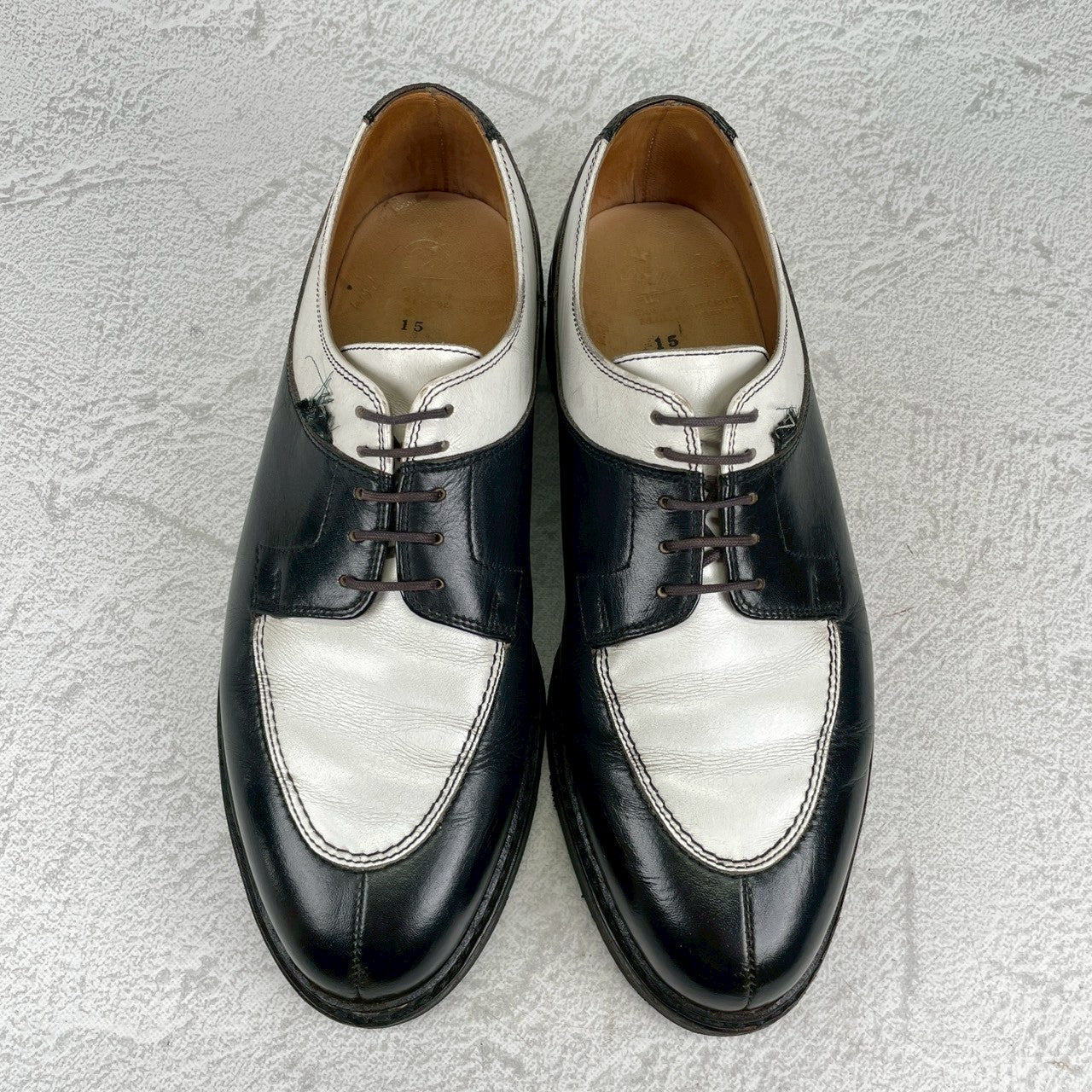 Paraboot パラブーツ AVIGNON アヴィニョン Uチップ 外羽根 コンビカラー 黒 白 ブラック ホワイト UK7 / 25.5cm【W3552】