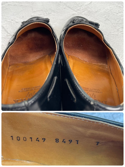 Berwick 1707 バーウィック 8491 タッセルローファー ポリッシュドカーフ 黒 ブラック UK7 / 26.0cm【W3551】
