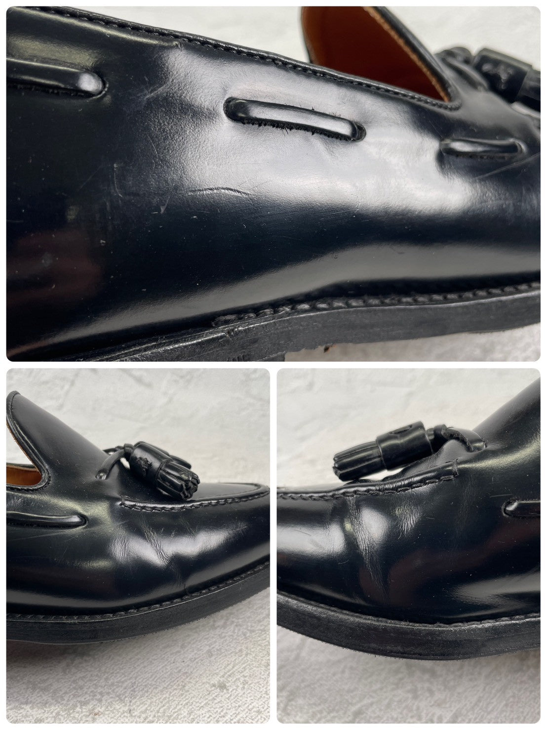 Berwick 1707 バーウィック 8491 タッセルローファー ポリッシュドカーフ 黒 ブラック UK7 / 26.0cm【W3551】