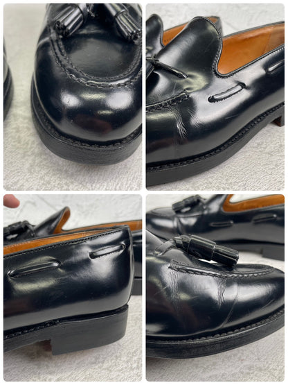 Berwick 1707 バーウィック 8491 タッセルローファー ポリッシュドカーフ 黒 ブラック UK7 / 26.0cm【W3551】