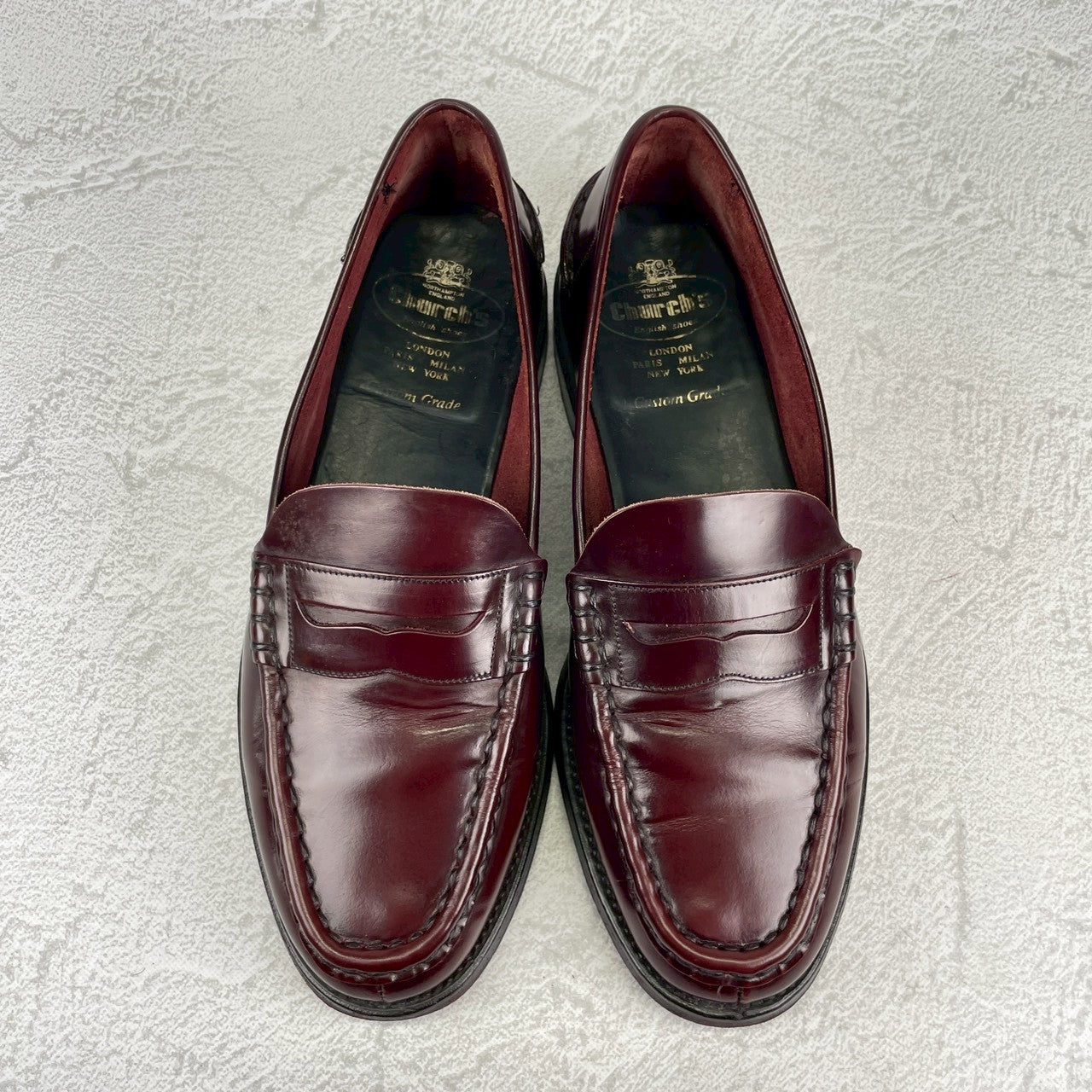 Church's チャーチ 4都市 Coin Loafer コインローファー ビーフロール 赤茶 バーガンディー UK8.5F / 27.0cm相当【W3559】