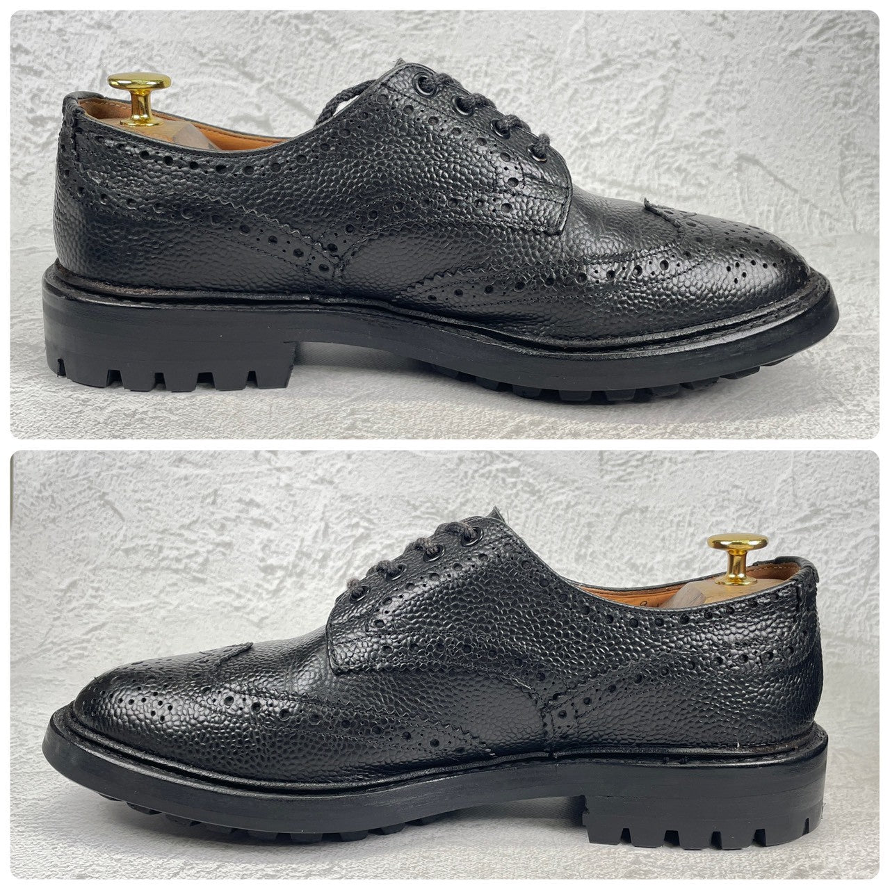 【リフト交換済み】Tricker's トリッカーズ M3087 ILKLEY イルクリー バートン型 ウイング 外羽根 グレインレザー 黒 ブラック UK8 / 26.5cm【W3558】