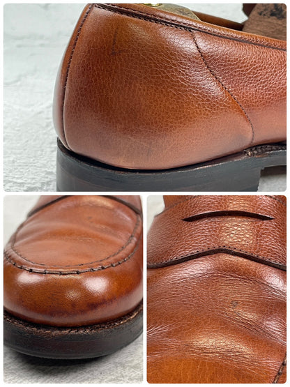 【オールソール済み】CROCKETT&JONES クロケット＆ジョーンズ Full Saddle フルサドル コインローファー 茶 ブラウン UK8 / 26.5cm【W3557】