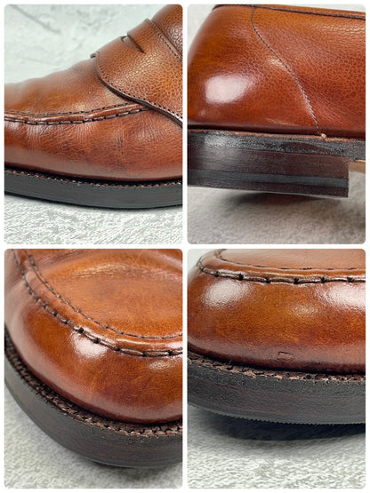 【オールソール済み】CROCKETT&JONES クロケット＆ジョーンズ Full Saddle フルサドル コインローファー 茶 ブラウン UK8 / 26.5cm【W3557】