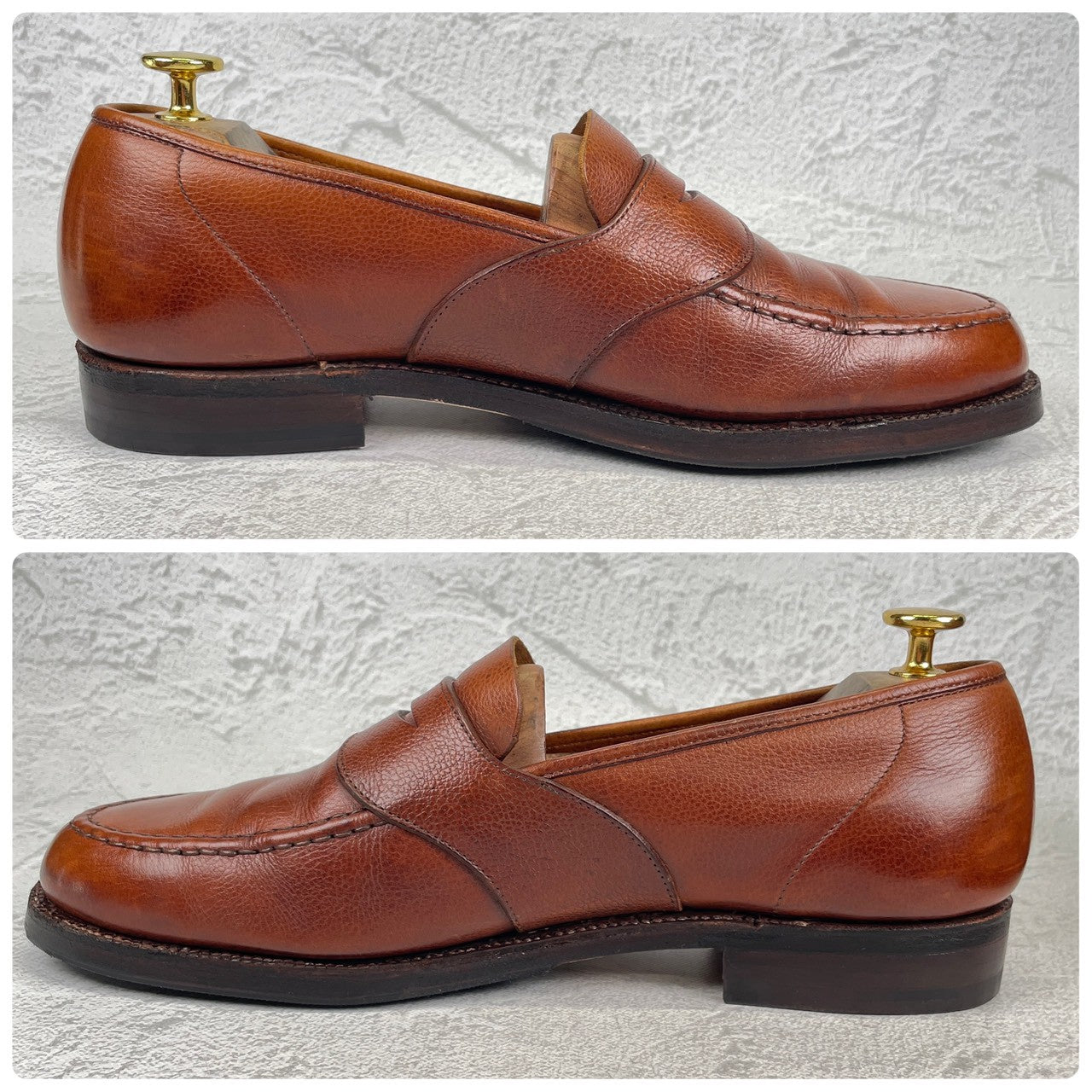 【オールソール済み】CROCKETT&JONES クロケット＆ジョーンズ Full Saddle フルサドル コインローファー 茶 ブラウン UK8 / 26.5cm【W3557】