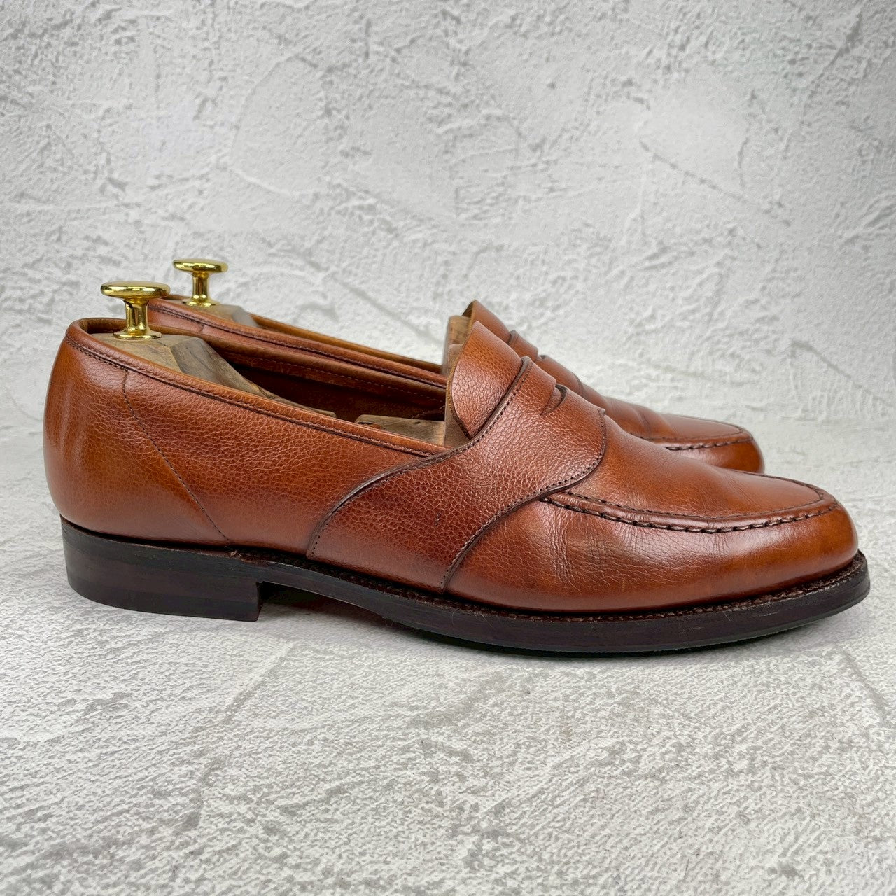【オールソール済み】CROCKETT&JONES クロケット＆ジョーンズ Full Saddle フルサドル コインローファー 茶 ブラウン UK8 / 26.5cm【W3557】