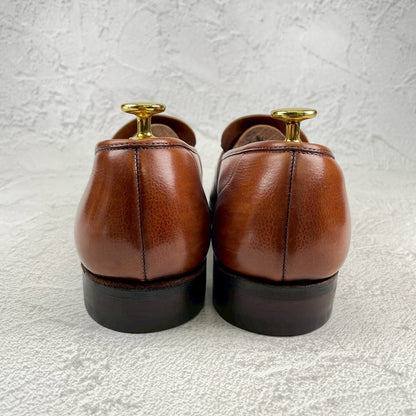 【オールソール済み】CROCKETT&JONES クロケット＆ジョーンズ Full Saddle フルサドル コインローファー 茶 ブラウン UK8 / 26.5cm【W3557】