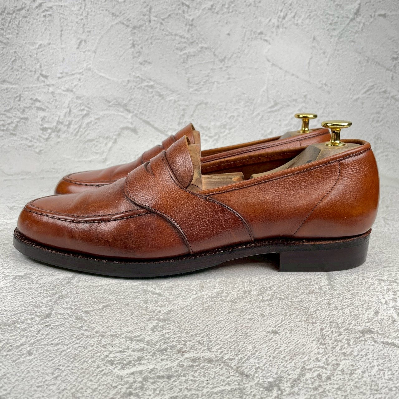 【オールソール済み】CROCKETT&JONES クロケット＆ジョーンズ Full Saddle フルサドル コインローファー 茶 ブラウン UK8 / 26.5cm【W3557】