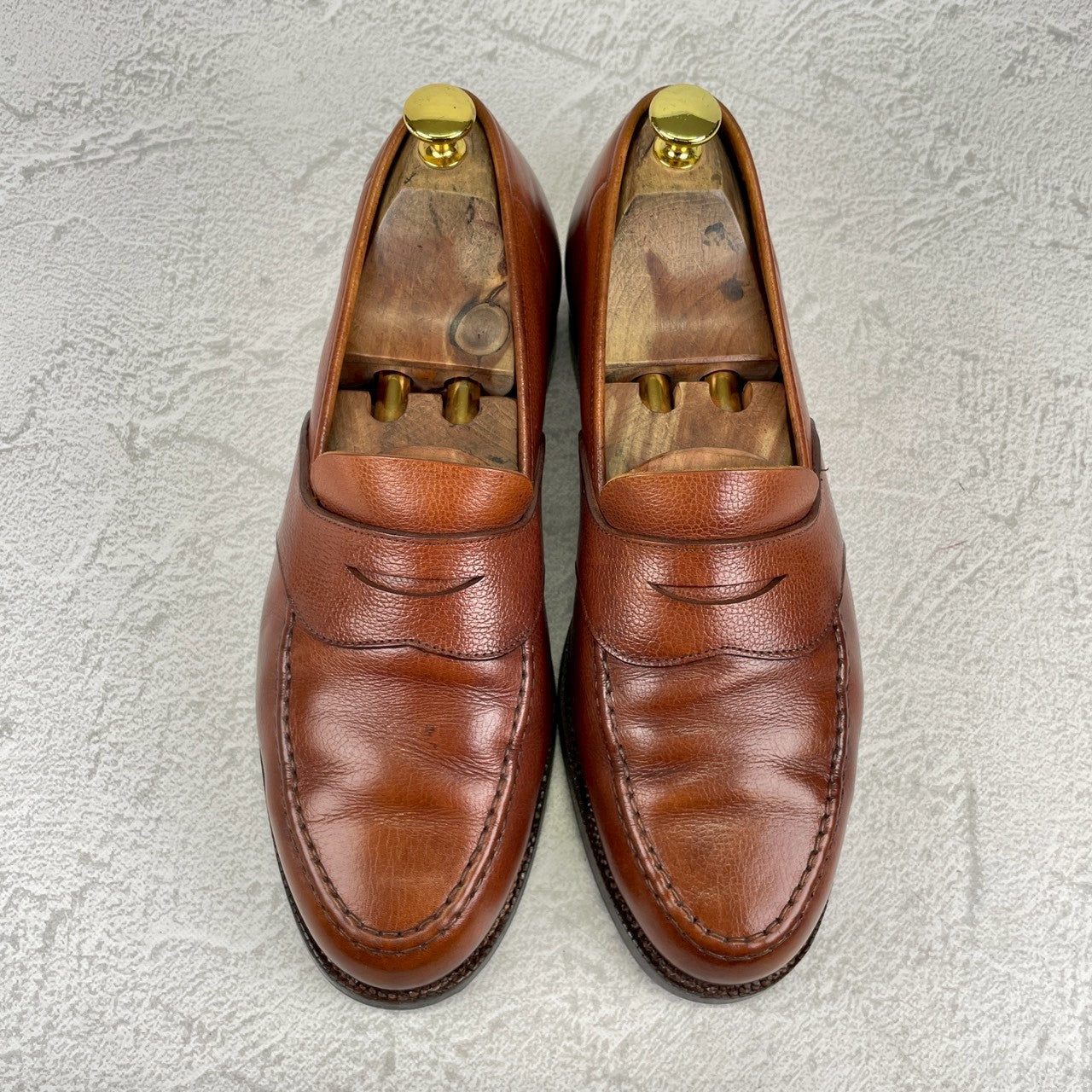 【オールソール済み】CROCKETT&JONES クロケット＆ジョーンズ Full Saddle フルサドル コインローファー 茶 ブラウン UK8 / 26.5cm【W3557】