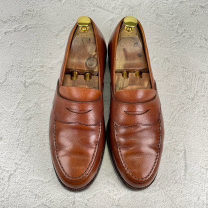 【オールソール済み】CROCKETT&JONES クロケット＆ジョーンズ Full Saddle フルサドル コインローファー 茶 ブラウン UK8 / 26.5cm【W3557】