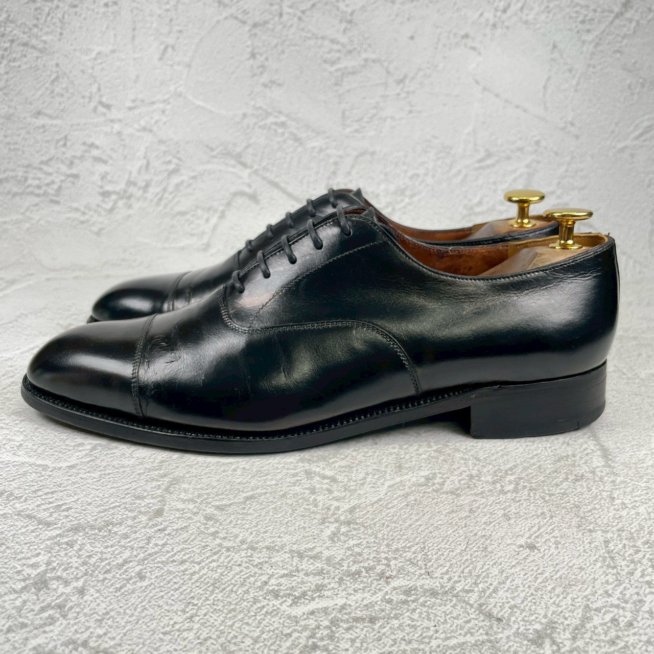J.M. WESTON ジェイエムウエストン 300 CAP TOE OXFORD キャップトゥ オックスフォード ストレート 内羽根 黒 ブラック UK7.5 C / 24～24.5cm相当（着用感）【W3556】