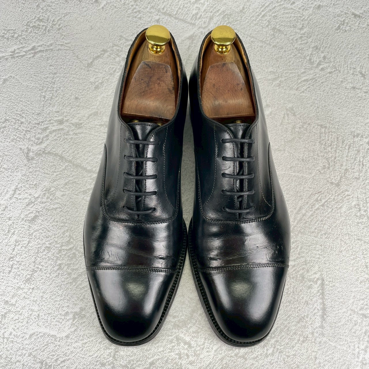 J.M. WESTON ジェイエムウエストン 300 CAP TOE OXFORD キャップトゥ オックスフォード ストレート 内羽根 黒 ブラック UK7.5 C / 24～24.5cm相当（着用感）【W3556】