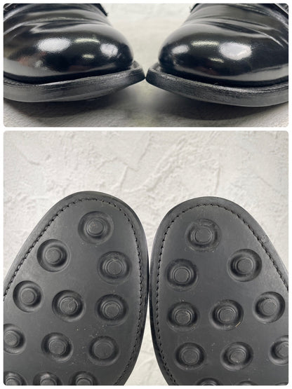 SANDERS サンダース 1384 Officer Shoe オフィサーシューズ プレーン 外羽根 ポリッシュドカーフ 黒 ブラック UK7.5 / 26.5cm【W3555】
