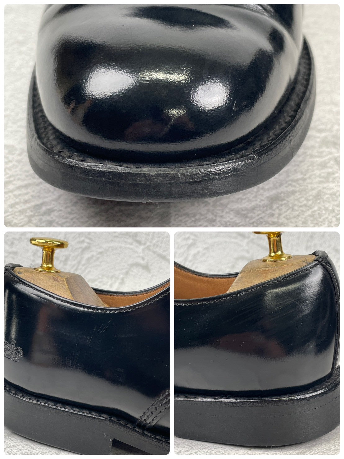 SANDERS サンダース 1384 Officer Shoe オフィサーシューズ プレーン 外羽根 ポリッシュドカーフ 黒 ブラック UK7.5 / 26.5cm【W3555】