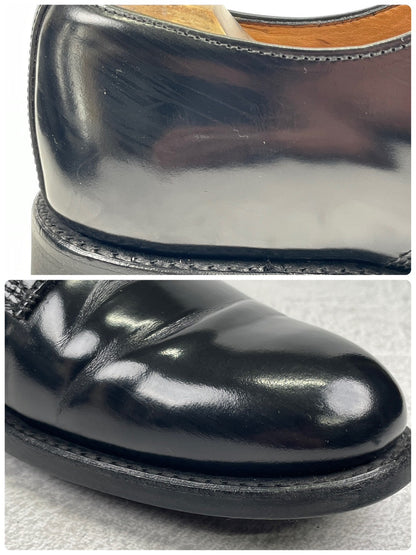 SANDERS サンダース 1384 Officer Shoe オフィサーシューズ プレーン 外羽根 ポリッシュドカーフ 黒 ブラック UK7.5 / 26.5cm【W3555】