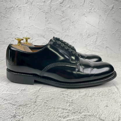 SANDERS サンダース 1384 Officer Shoe オフィサーシューズ プレーン 外羽根 ポリッシュドカーフ 黒 ブラック UK7.5 / 26.5cm【W3555】