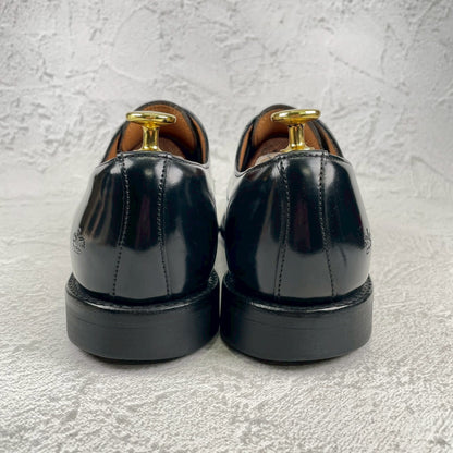 SANDERS サンダース 1384 Officer Shoe オフィサーシューズ プレーン 外羽根 ポリッシュドカーフ 黒 ブラック UK7.5 / 26.5cm【W3555】