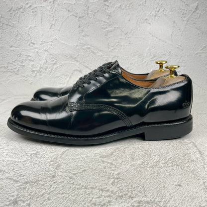 SANDERS サンダース 1384 Officer Shoe オフィサーシューズ プレーン 外羽根 ポリッシュドカーフ 黒 ブラック UK7.5 / 26.5cm【W3555】